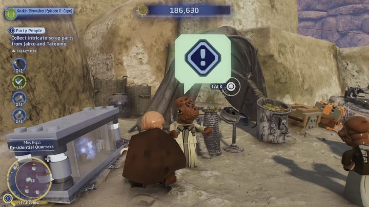 Gehen Sie schließlich zu Mos Espa auf Tatooine und kaufen Sie das letzte Rekonstruktionsteil für 10.000 Noppen – LEGO Skywalker Saga: Party People – Komplettlösung – Hoth – Echo-Basis – LEGO Skywalker Saga Guide
