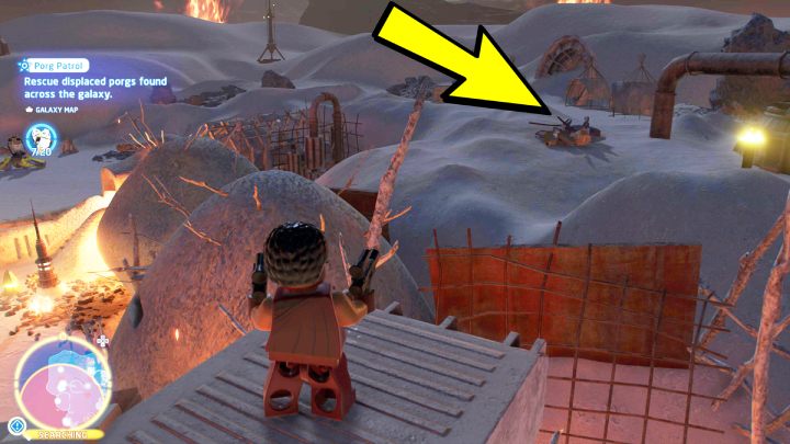 Der Porg befindet sich auf dem Dach des Gebäudes – LEGO Skywalker Saga: Porg Patrol – Komplettlösung – Herausforderungen – LEGO Skywalker Saga Guide