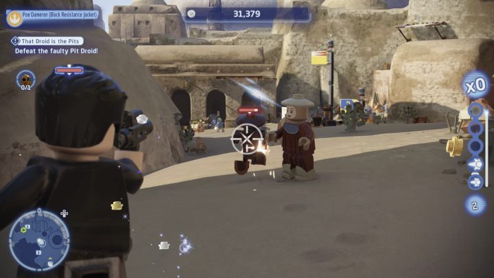 Erschieße den flüchtenden Droiden und gib ihn dem Questgeber zurück - LEGO Skywalker Saga: That Droid is the Pits - Walkthrough - Tatooine - the desert of Jundland - LEGO Skywalker Saga Guide