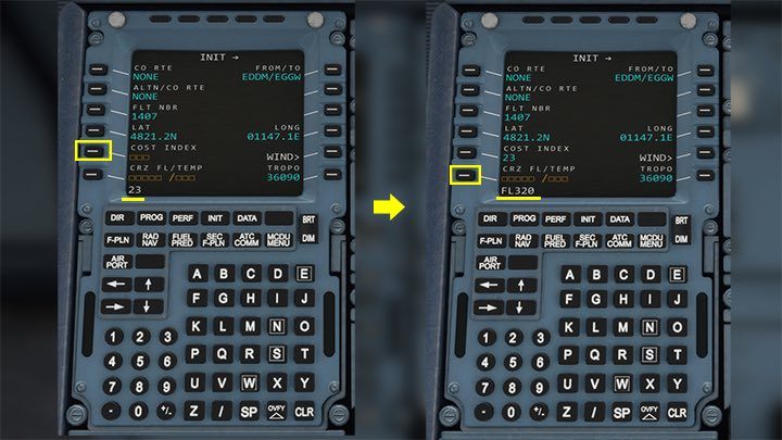 Two more options appear: Cost Index and CRZ FL (Cruise Flight Level) - Microsoft Flight Simulator: How to program MCDU on-board computer? - Passenger aircraft - Microsoft Flight Simulator 2020 Guide