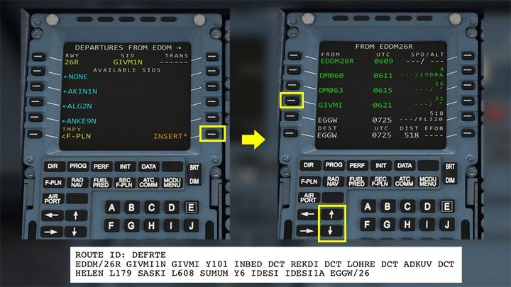 The SID visible at the top of the screen must still be confirmed by pressing INSERT* - Microsoft Flight Simulator: How to program MCDU on-board computer? - Passenger aircraft - Microsoft Flight Simulator 2020 Guide