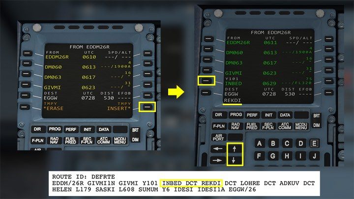 After typing INBED, confirm with the INSERT* button - Microsoft Flight Simulator: How to program MCDU on-board computer? - Passenger aircraft - Microsoft Flight Simulator 2020 Guide
