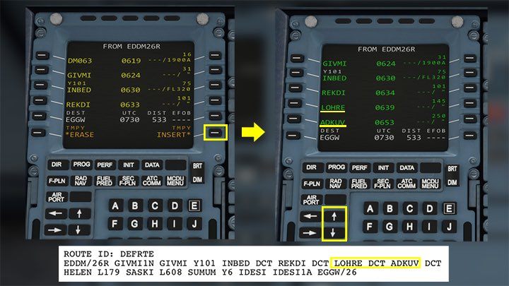 Next items on the list: LOHRE and ADKUV are also preceded by the abbreviation DCT, so you enter them in exactly the same way, from the main flight plan screen - Microsoft Flight Simulator: How to program MCDU on-board computer? - Passenger aircraft - Microsoft Flight Simulator 2020 Guide
