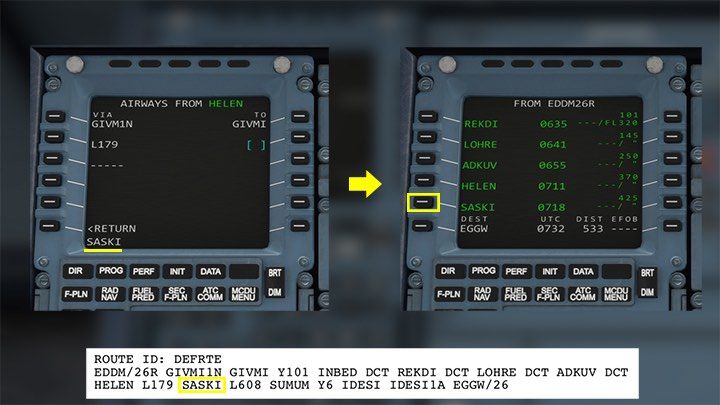 Unfortunately, the point SASKI is not recognized on route l179, so it should be entered directly from the plan screen, like all previous points - Microsoft Flight Simulator: How to program MCDU on-board computer? - Passenger aircraft - Microsoft Flight Simulator 2020 Guide