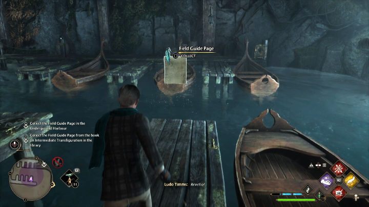 Nähern Sie sich dem Boot auf der rechten Seite und verwenden Sie Revelio, um die Reiseführerseite anzuzeigen – Hogwarts-Vermächtnis: Professor Weasleys Auftrag – Auftrag – Leitfaden zum Hogwarts-Vermächtnis
