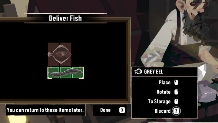 Ziehe den Fisch zu den Schlitzen auf der linken Seite des Bildschirms und die Quest wird aktualisiert – Dredge: Auf Befehl erwischt – Verfolgungen – Baggerführer