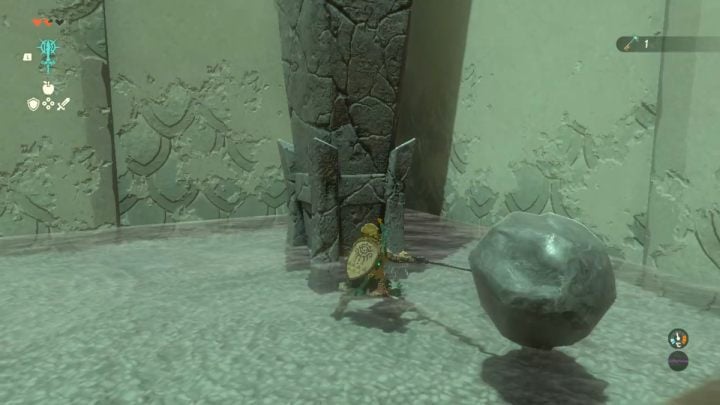 Die zweite Truhe in In isa Shrine befindet sich auf der Steinsäule – Zelda TotK: In isa Shrine – Sky – Zelda Tears of the Kingdom Guide