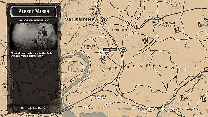 Dieser Missionsmarker erscheint etwas südlich von Valentine – Red Dead Redemption 2: Arcadia für Amateure – Komplettlösung, Karte – Nebenquests – Red Dead Redemption 2 Guide