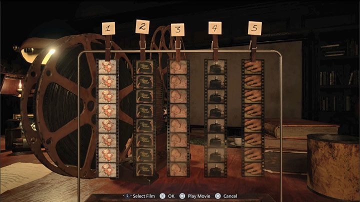The goal of the puzzle is to arrange the film in the correct order - you can move it around and hang it in different places - Resident Evil Village: Getting out of the basement - walkthrough - Beneviento House - Resident Evil Village Guide