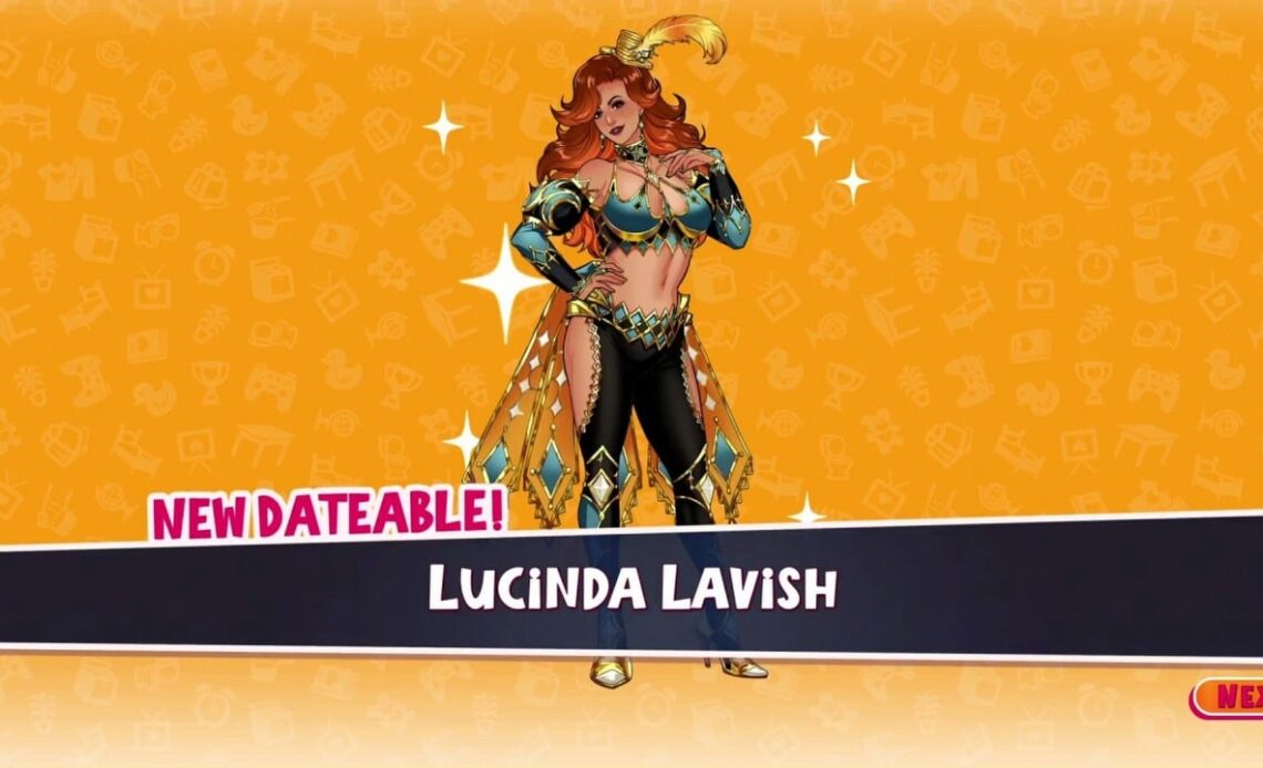 Wondering how to find Lucinda Lavish in Date Everything? It’s not an easy task, image source: Date Everything; Developer: Sassy Chap Games.