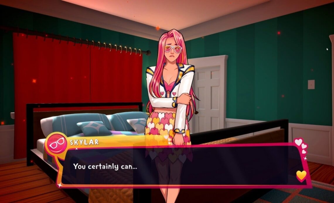 To romance Skylar in Date Everything you have to believe her, image source: Date Everything!, Developer: Sassy Chap Games.
