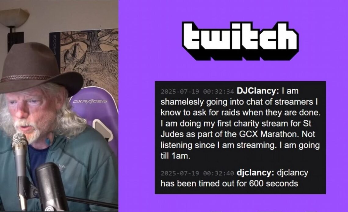 Dan Clancy, CEO of Twitch, „shamelessly” self-promotes his own stream, image source: DJClancy, Twitch.