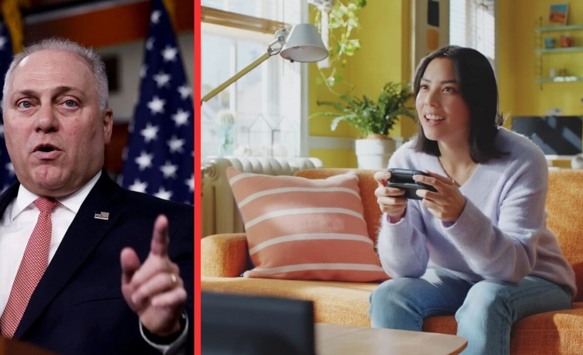 US Representative Steve Scalise invokes a classic stereotype, unemployed gamers, to justify cutting healthcare for millions of Americans, image source: Steve Scalise, Nintendo of America.