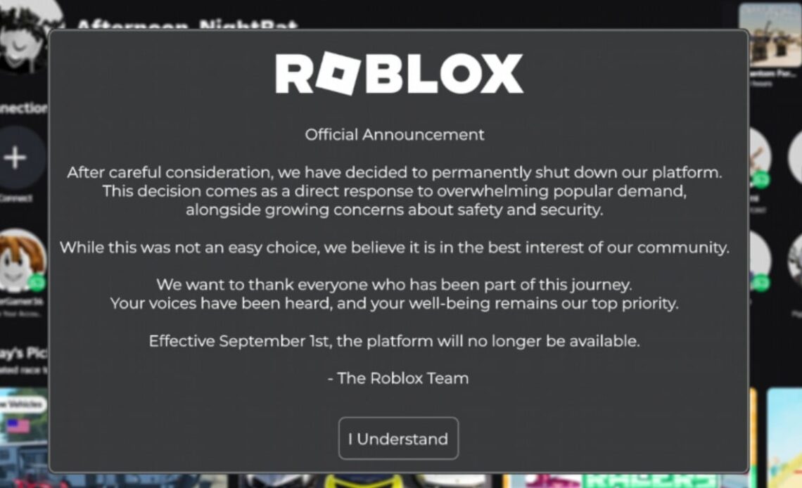 Is Roblox shutting down on September 1? Someone just made another joke, but it actually highlights some of the platform’s real issues, image source: X, Roblox Notifier.