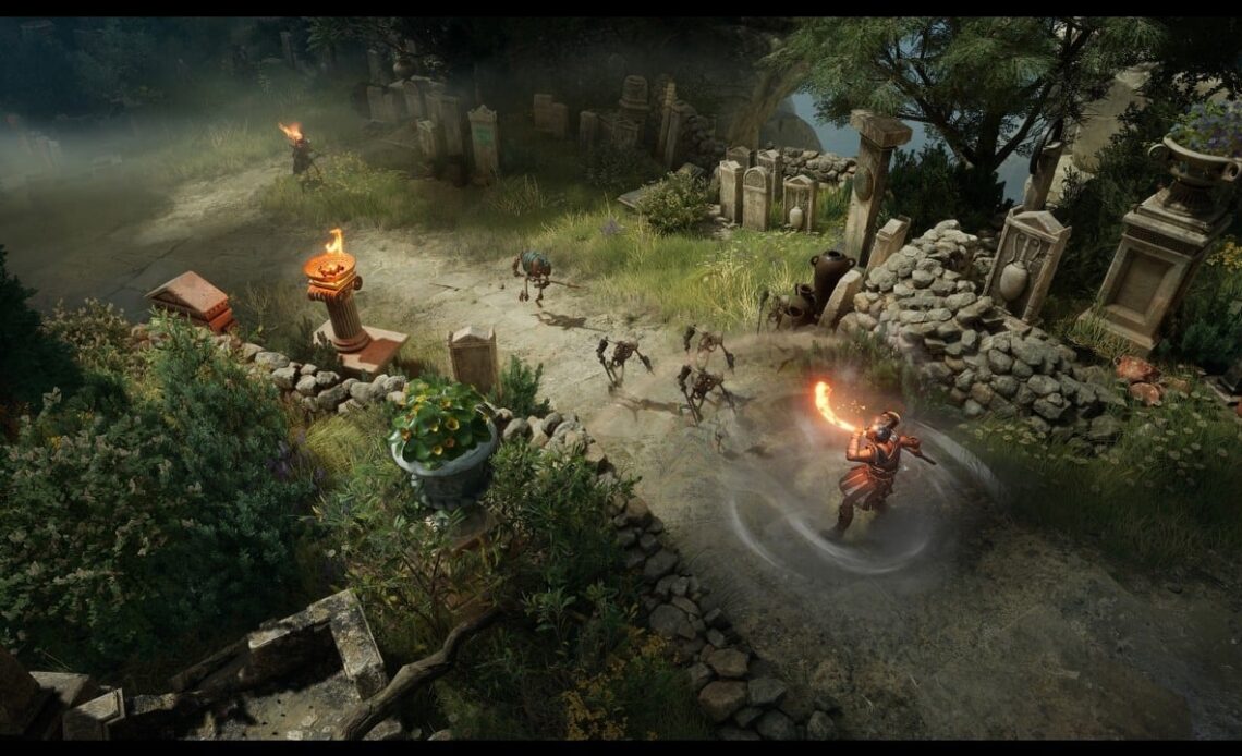 There is coop multiplayer in Titan Quest 2 Early Access. However, it is not finished, image source: Titan Quest 2, developer: Grimlore Games.