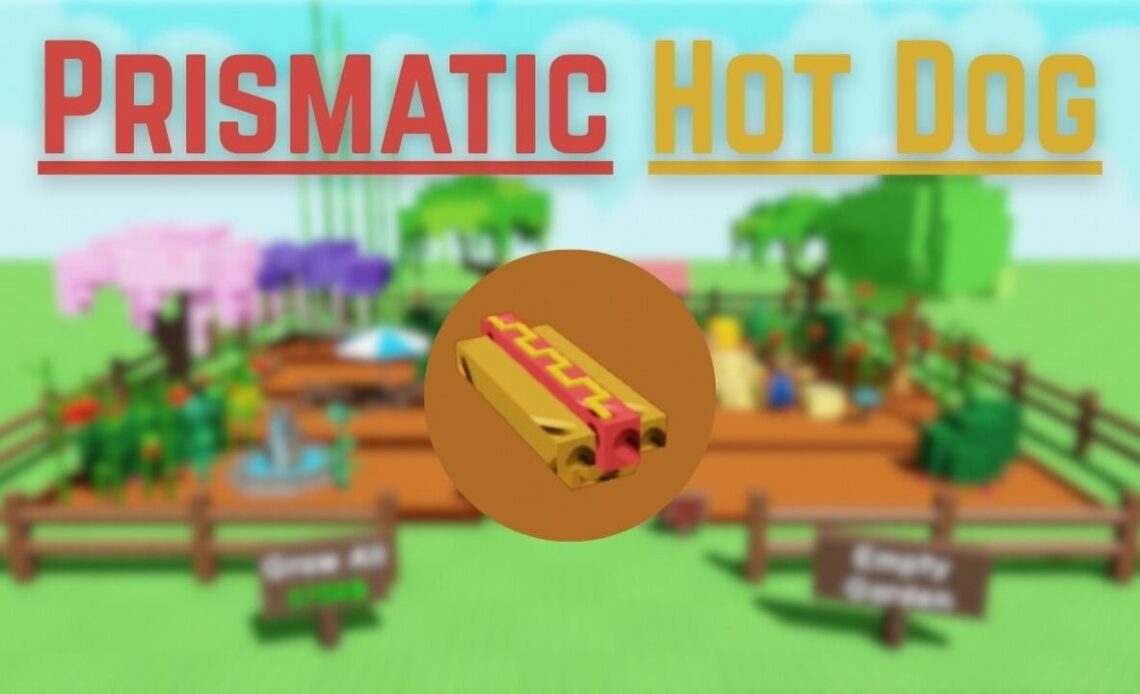 How to make a prismatic hot dog in Grow a Garden (GaG) including recipes for other rarities, image source: Grow a Garden, Developer: Splitting Point Studios, Roblox, Developer: Roblox Corporation.