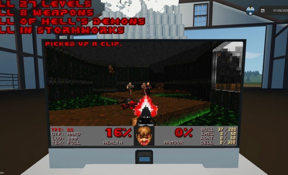 They said you can run Doom on anything, and now you can play it on HOTAS in Stormworks, image source: Citrus Doom mod; Steam Workshop.