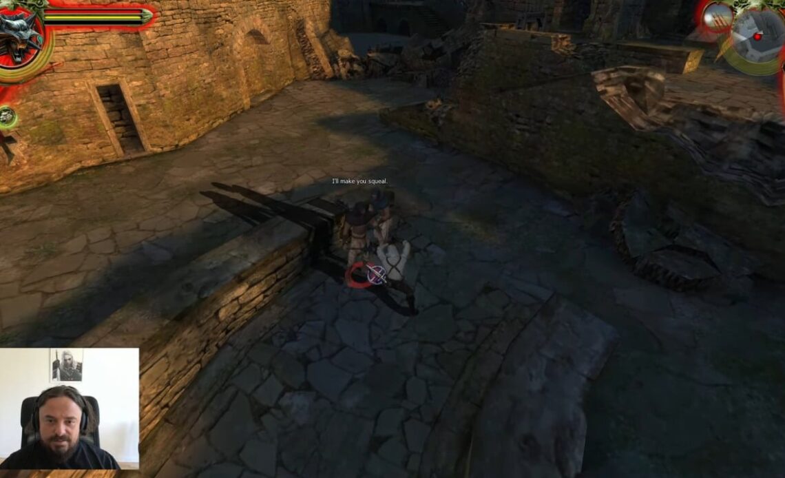 The Witcher dev says the combat is rhythmic for a reason and “drinking beer” is part of it, image source: YouTube @artur-ganszyniec.